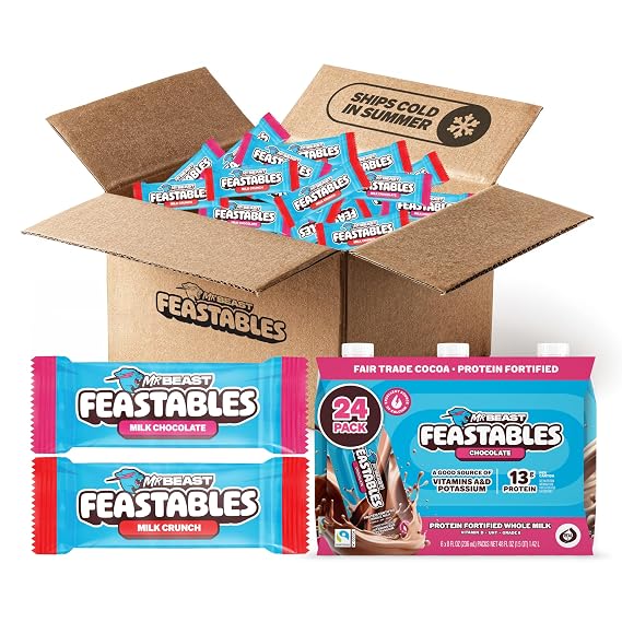 MrBeast Feastables Chocolate Party Starter Pack, 3-Pack Variety