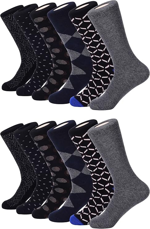 Marino Avenue Premium Cotton Odor Resistent Mens Dress Socks | 12 Pack