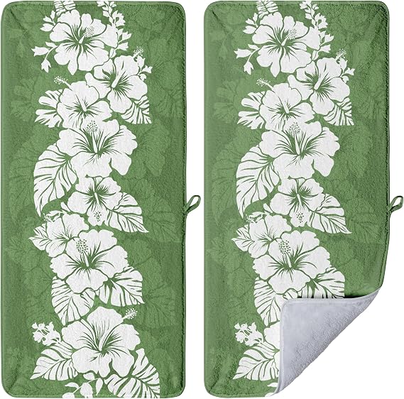 Watercolor Hibiscus Bath Hand Towel Hawaii Pattern Fingertip Towels Soft Microfiber Towel for Bathroom Spa