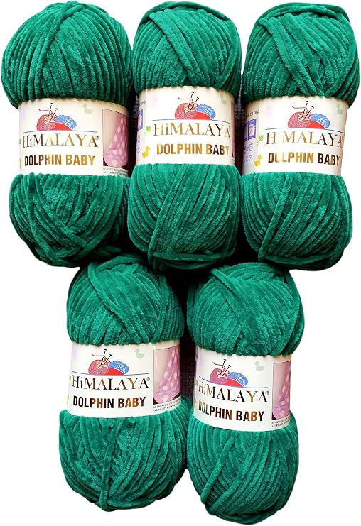 Himalaya Dolphin Baby Yarn 5 pcs 5x100 Gram, Baby Wool, 500 Gram (17,63 oz) Wool Super Bulky Baby Blanket Yarn 655 yds (600m) Velvet Yarn, Himalaya Yarn, Baby Yarn, Crochet Yarn Velvet Yarn (80331)
