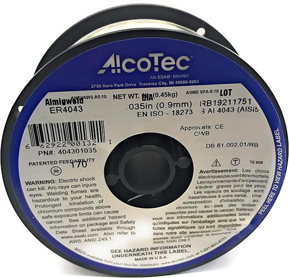 ALCOTEC ER4043 Spool general purpose aluminum welding wire size (.035" x 1 lb.)
