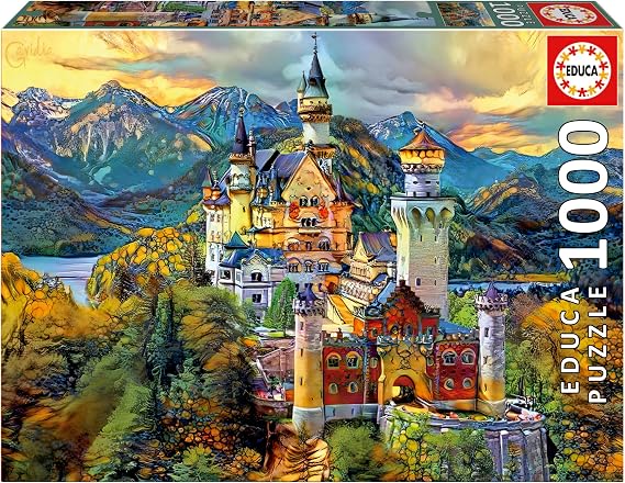 Educa - Neuschwanstein Castle, Dream City Art | 1000 Piece Puzzle for Adults. Measurements: 26,77" x 18,89". 14 Years Old (19933)