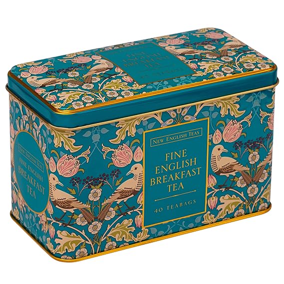 New English Teas Song Thrush Tea Tin with 40 English Breakfast Tea Bags