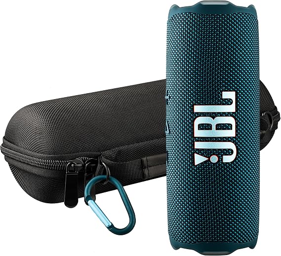 JBL FLIP 7 (Blue) Waterproof Portable Speaker Bundle with X-Halo Hardcase (Black)