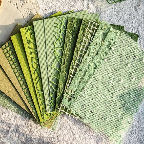BLEDS Handmade Scrapbook Paper, 16 Sheets Textured Paper Mesh Fabric Mix Special Junk Journal Papers for Journaling, Decoupage, Scrapbooking, Art, Card Making, Craft, DIY, 4x5.5 Inches