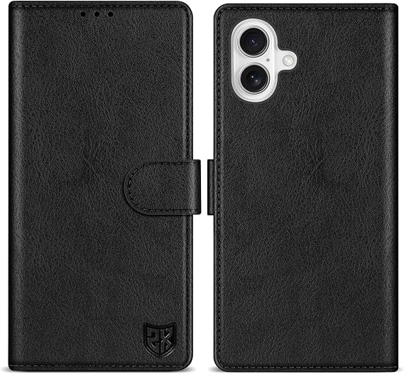 for iPhone 16 Plus Wallet Case with [RFID Blocking] Card Slot Kickstand Magnetic Closure Leather Flip Fold Protective Phone Case for iPhone 16 Plus Case Wallet(Black-6.7 inch)