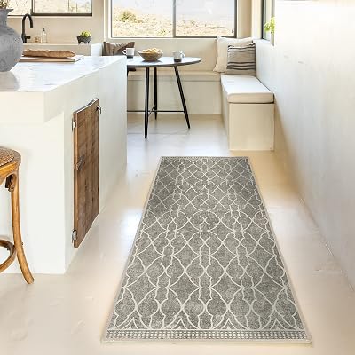 RUGGABLE x Star Wars Machine Washable Runner Rug Grogu Trellis Ash Grey 2.5x10, Stain-Resistant, Non-Slip Washable Rug for Hallway, Entryway, Living Room & Kitchenwith Cushioned Pad