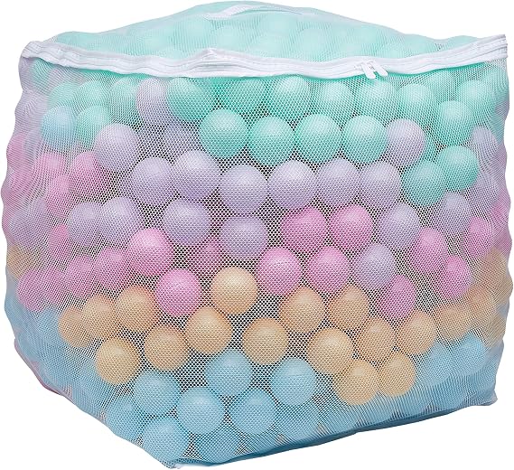 Amazon Basics BPA-Free Ball Pit Balls with Storage Bag, Crush-Proof Plastic for Toddlers Kids 12+ Months Play, 6 Pastel Colors, 1000 Count