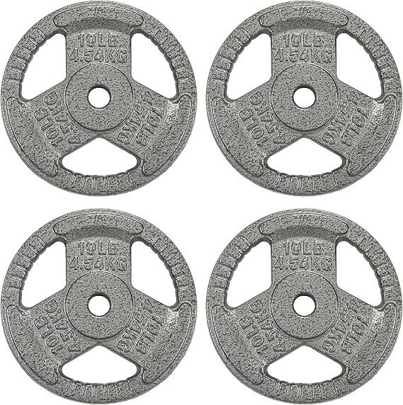 Fitvids 1 Inch Standard Barbell Weight Plates Set, Barbell Weight Set for Home Gym Strength Training, Triple-handle Design