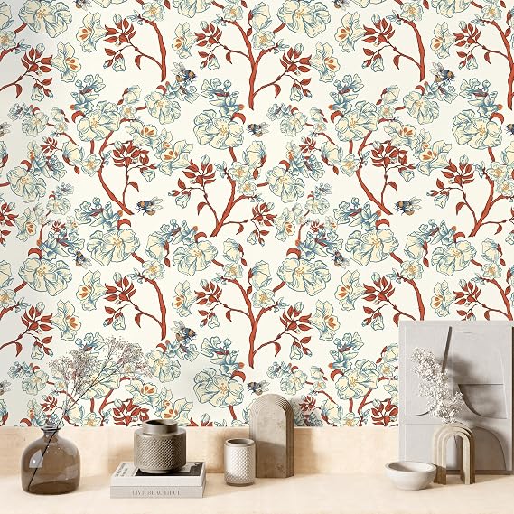 William Morris Çiçek Desenli Kendinden Yapışkanlı Duvar Kağıdı, Çok Amaçlı PVC Folyo, DIY Duvar Kağıdı (66x132 cm)