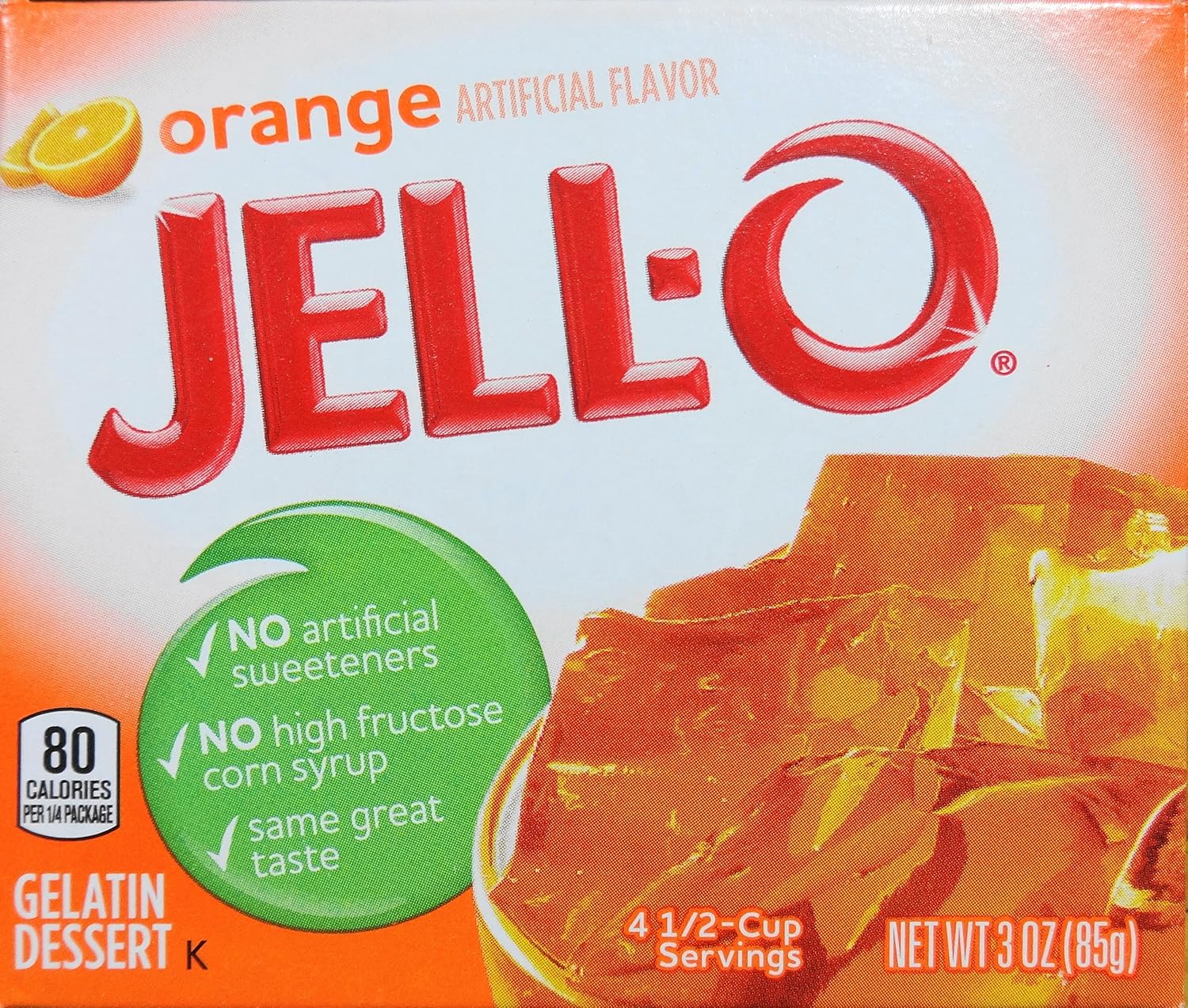 Jell-O Gelatin Dessert, Orange Flavor, 3-Ounce Boxes Pack of 3