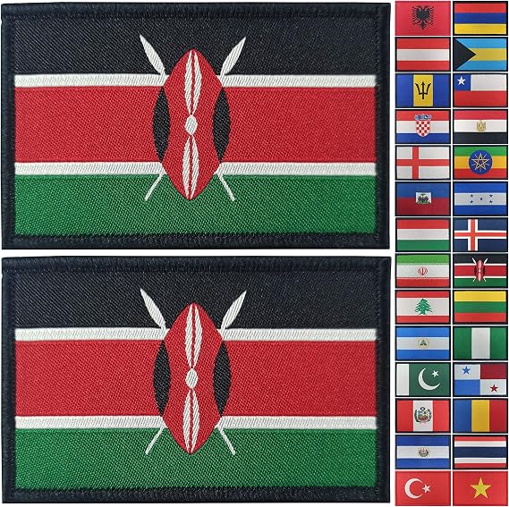 JBCD 2 Pack Kenya Flag Patch Kenyan Flags Tactical Patch Pride Flag Patch for Clothes Hat Patch Team Military Patch