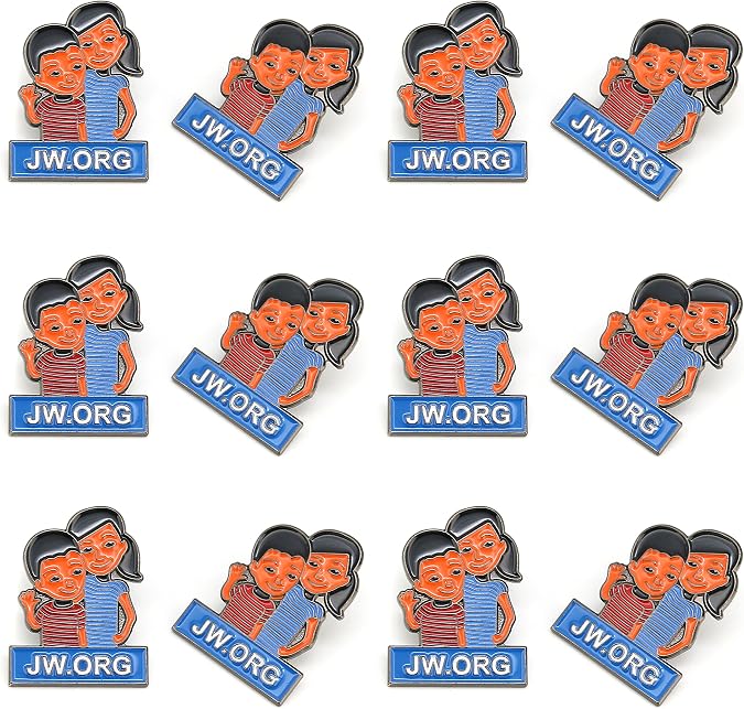 JW.org Caleb and Sophia Pins 12 Pack Kids Badges Become Jehovahs Friend Cartoon Button Pins, Gifts for Young Jehovahs Witnesses