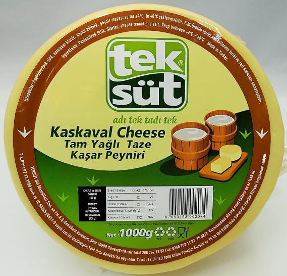Teksut Full Fat Kashkaval Cheese 1 Kg - 2.2 Lb