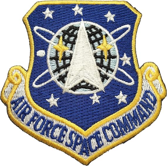 Eagle Emblems 1x USAF Space Command Patch - 3" x 3" Navy Blue Polyester Sew-On Military Space Fabric Applique Patch