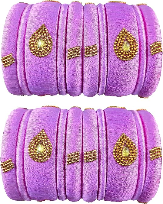 CRAFT LOVE Silk Thread Drop Bangles - Set of 20 Handmade Bangles for Women