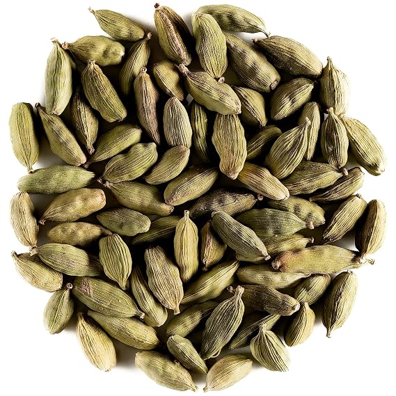 Organic Cardamom Seeds Whole Green Pods - Chai Coffee and Baking | Whole green cardamom pods bursting with sweet floral aroma for brewing chai grinding into coffee or baking fragrant pastries
